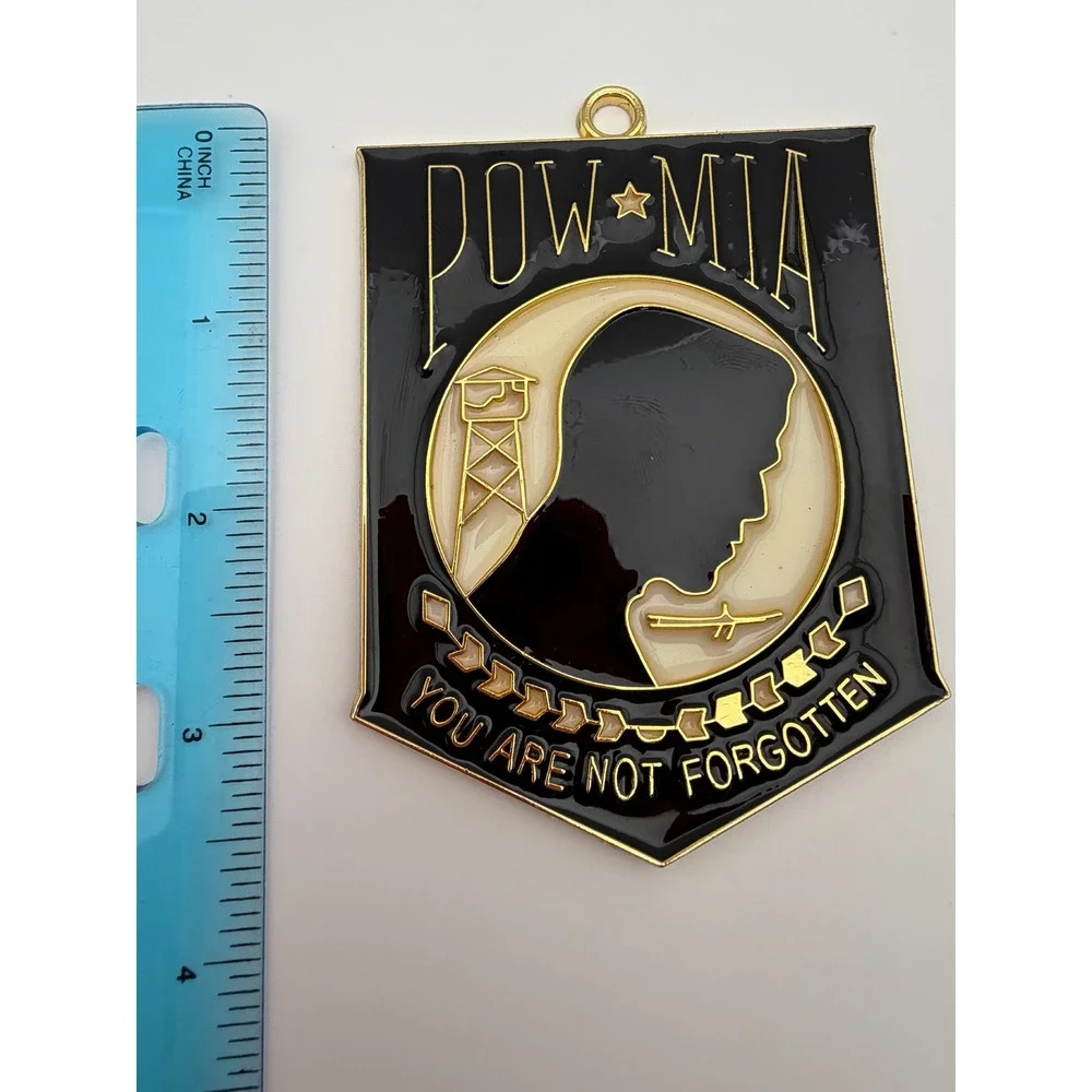 POW MIA You Are Not‎ Forgotten Christmas Ornament Gold Enamel Military Tribute